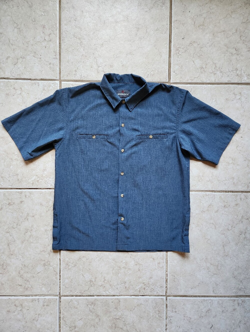 Woolrich Elite Series Tactical Short Sleeve Button Up Shirt Men's M Blue